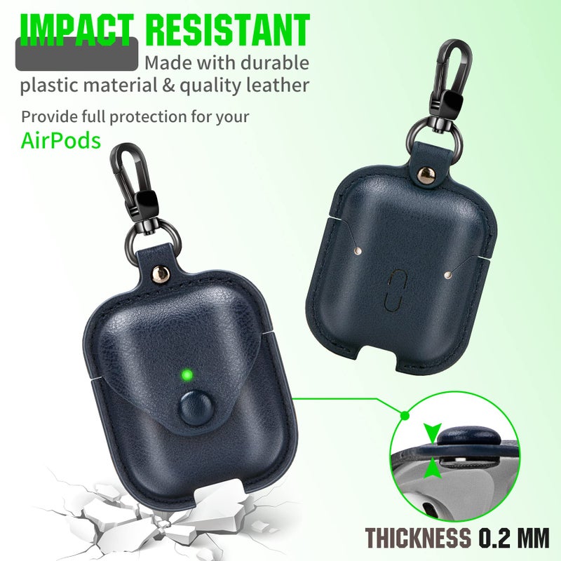 PG6 Leather Case for Airpods with Keychain, Premium Leather Vintage Portable Shockproof Protective Cover for Apple AirPods 1 and AirPods 2 Charging Case - Image 4